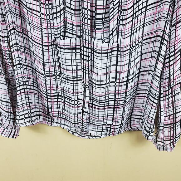 4/$25 Worthington Grid Print Long Sleeve Blouse Size S - Picture 4 of 12